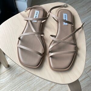 Size 8 strappy nude sandals Steve Madden